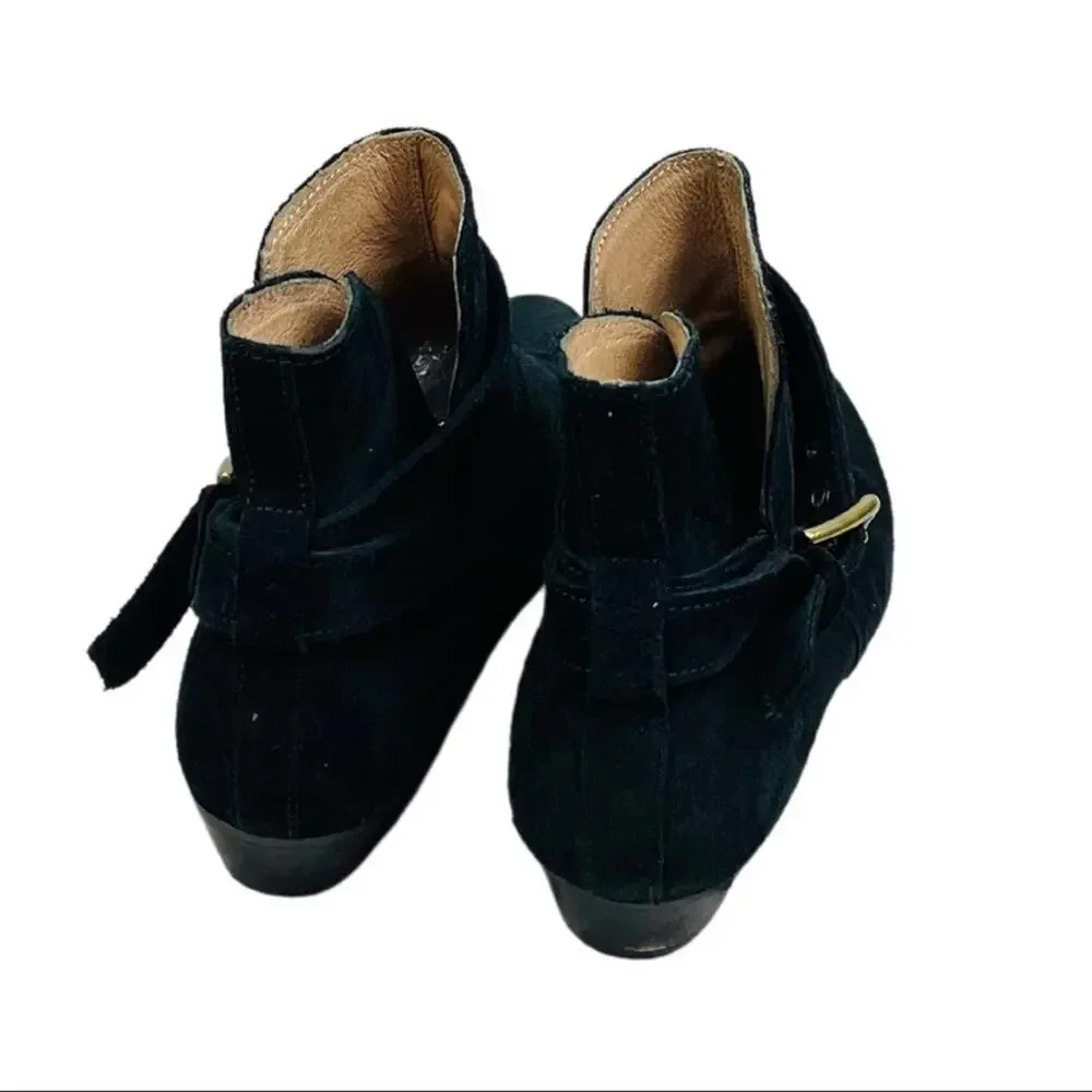 J. Crew Black Suede Pointed Toe Buckle Ankle Boots Size 8.5 - Picture 3 of 4